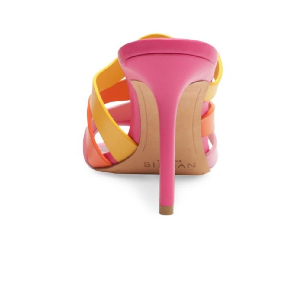 Alexandre Birman Aila 85MM Leather Strappy Mules Size 38 Pink, Orange Yellow - Picture 6 of 10